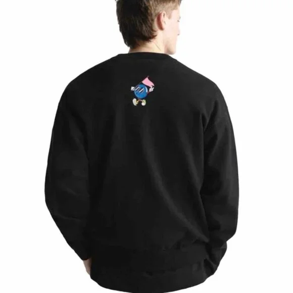 NWT ZARA “I’M OK WITH THIS” Text Print Black Crew Neck Knit Pullover Sweater M - Picture 2 of 11